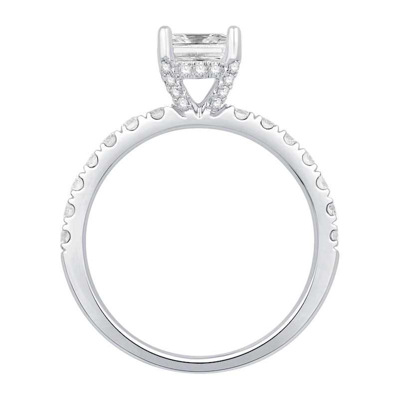 Main Image 3 of Cushion-Cut Certified Center Diamond 2-5/8 CT. T.W. Engagement Ring in 14K White Gold (G/VS2)