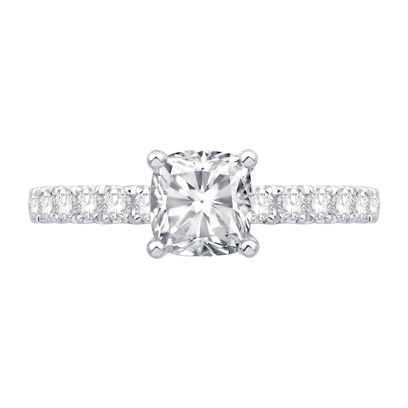 Main Image 4 of Cushion-Cut Certified Center Diamond 2-5/8 CT. T.W. Engagement Ring in 14K White Gold (G/VS2)