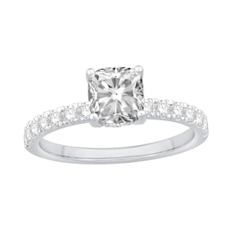 Cushion-Cut Certified Center Diamond 3-1/2 CT. T.W. Engagement Ring in 14K White Gold (F/SI1)