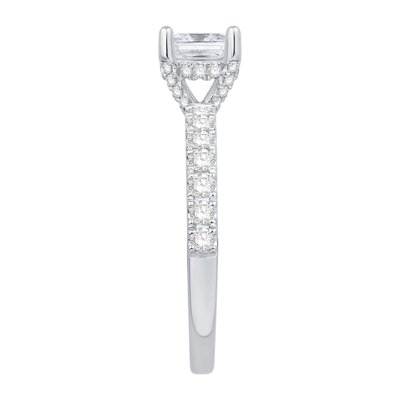 Main Image 2 of Cushion-Cut Certified Center Diamond 3-1/2 CT. T.W. Engagement Ring in 14K White Gold (F/SI1)