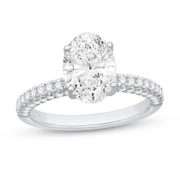 Oval Certified Center Diamond 2-1/2 CT. T.W. Engagement Ring in 14K White Gold (F/SI1)