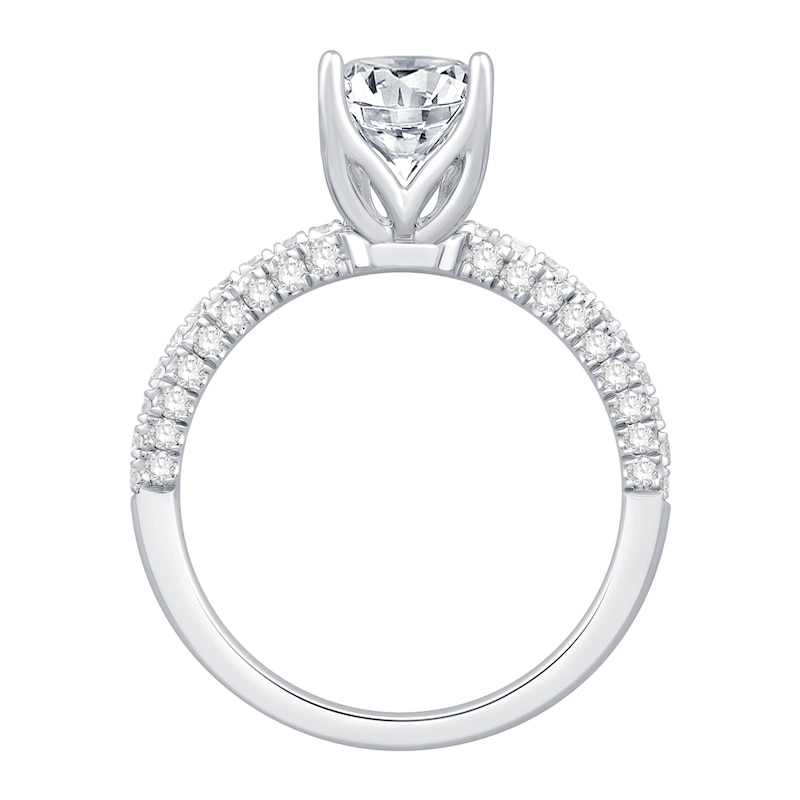 Main Image 3 of Oval Certified Center Diamond 2-1/2 CT. T.W. Engagement Ring in 14K White Gold (F/SI1)