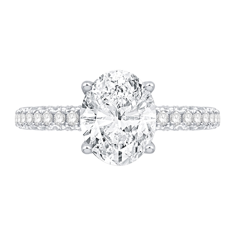 Main Image 4 of Oval Certified Center Diamond 2-1/2 CT. T.W. Engagement Ring in 14K White Gold (F/SI1)