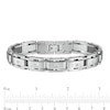 Thumbnail Image 4 of Men's 1/10 CT. T.W. Diamond Multi-Finish Double Groove Rectangle Link Bracelet in Stainless Steel - 8.5&quot;