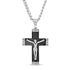 Thumbnail Image 0 of Men's Multi-Finish Chain Link-Ends Crucifix Pendant in Stainless Steel and Black IP - 24"