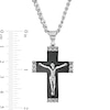 Thumbnail Image 3 of Men's Multi-Finish Chain Link-Ends Crucifix Pendant in Stainless Steel and Black IP - 24"