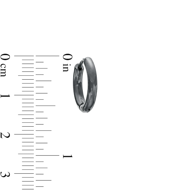 Men's 15.0mm Tube Hoop Earrings Set in Stainless Steel and Black