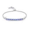 Thumbnail Image 0 of Sideways Oval Tanzanite Eight Stone Bar Bolo Bracelet in Sterling Silver - 9.5"