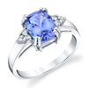 Thumbnail Image 0 of Cushion-Cut Tanzanite and 1/8 CT. T.W. Diamond Tri-Sides Ring in 14K White Gold