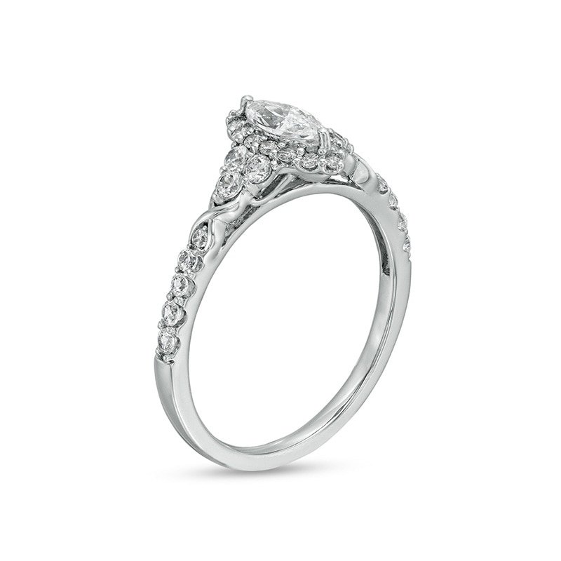 Main Image 3 of 3/4 CT. T.W. Marquise Diamond Frame Tri-Sides Engagement Ring in 14K White Gold (I/I2)