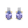 Thumbnail Image 1 of Oval Tanzanite and 1/10 CT. T.W. Diamond Accent Stud Earrings in 14K Gold
