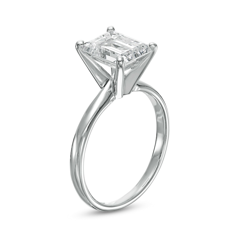 Main Image 3 of 3 CT. Certified Emerald-Cut Lab-Created Diamond Solitaire Engagement Ring in 14K White Gold (F/VS2)