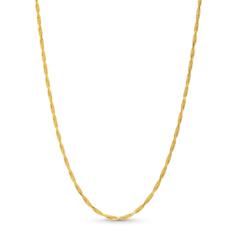 Main Image 1 of 1.58mm Adjustable Diamond-Cut Rope Chain Necklace in Solid 14K Gold - 22&quot;