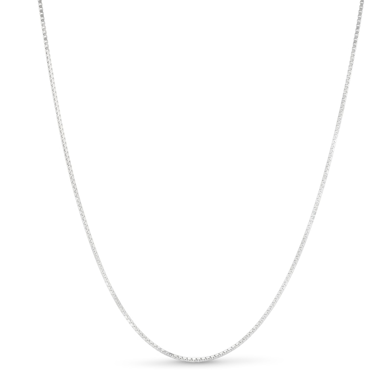 Main Image 1 of 0.90mm Box Chain Necklace in Solid 14K White Gold - 18&quot;