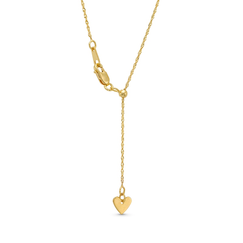 Main Image 3 of 1.0mm Adjustable Singapore Chain Necklace in Solid 14K Gold - 22&quot;