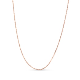 1.0mm Adjustable Singapore Chain Necklace in Solid 14K Rose Gold - 22&quot;