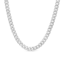 5.5mm Cuban Curb Chain Necklace in Hollow 10K White Gold - 22&quot;