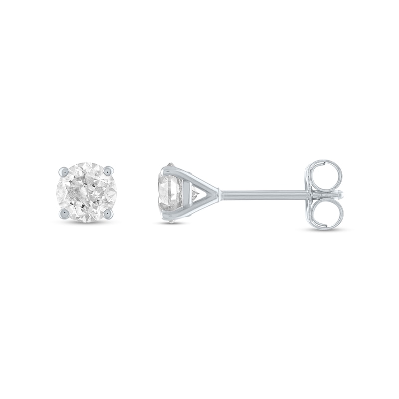 14 Karat White Gold Diamond Stud Earrings 3/8 CT