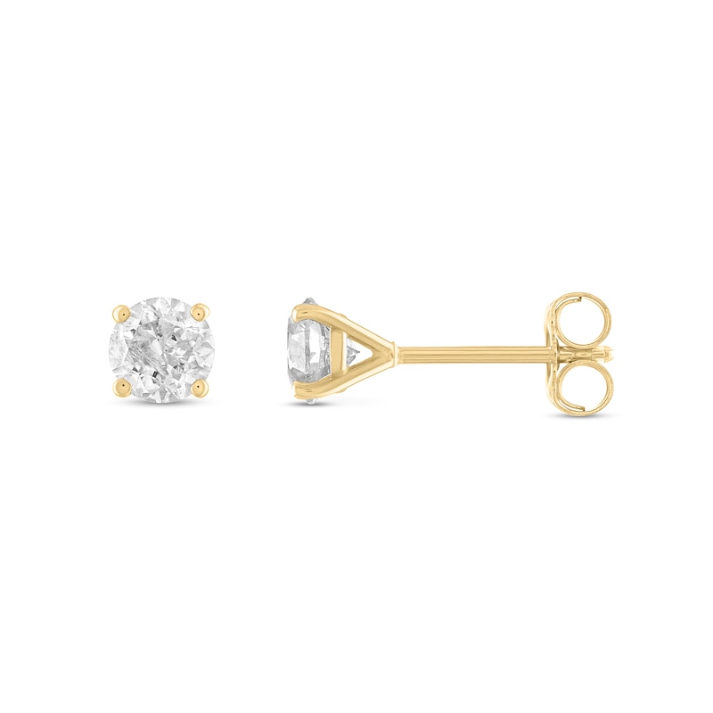 Main Image 2 of 1/3 CT. T.W. Diamond Solitaire Stud Earrings in 14K Gold (J/I2)