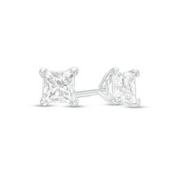 1/2 CT. T.W. Certified Princess-Cut Diamond Solitaire Stud Earrings in 14K White Gold (I/I1)