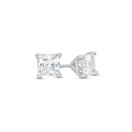 3/4 CT. T.W. Certified Princess-Cut Diamond Solitaire Stud Earrings in 14K White Gold (I/I1)