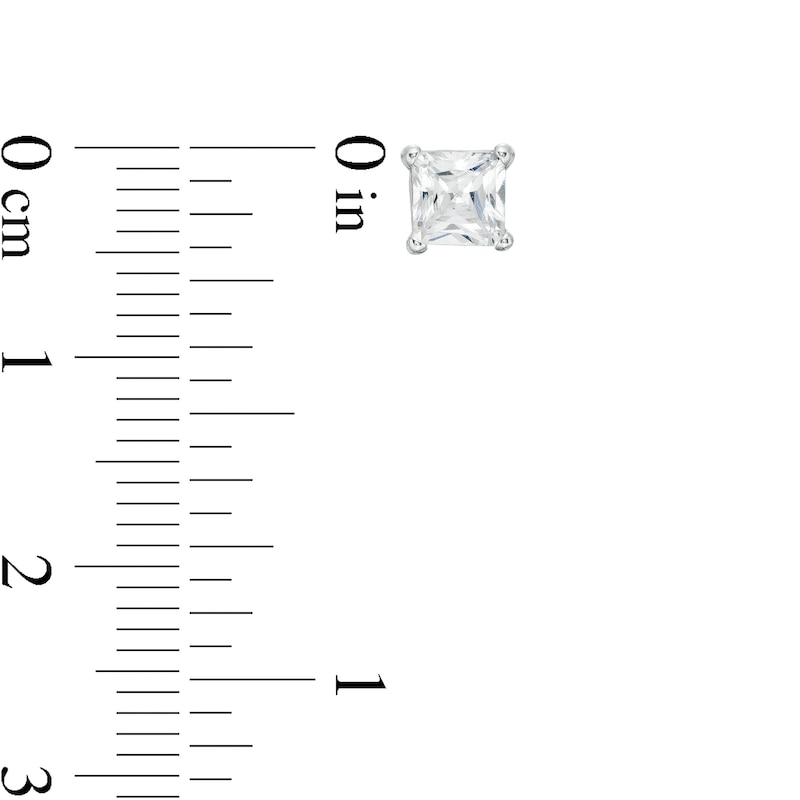 Main Image 3 of 3/4 CT. T.W. Certified Princess-Cut Diamond Solitaire Stud Earrings in 14K White Gold (I/I1)