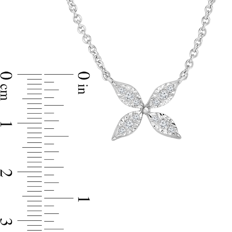 Main Image 2 of 1/20 CT. T.W. Diamond Flower Necklace in 14K White Gold - 16&quot;