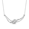 Thumbnail Image 1 of 1/5 CT. T.W. Diamond Three Stone Bypass Necklace in Sterling Silver - 16.5&quot;