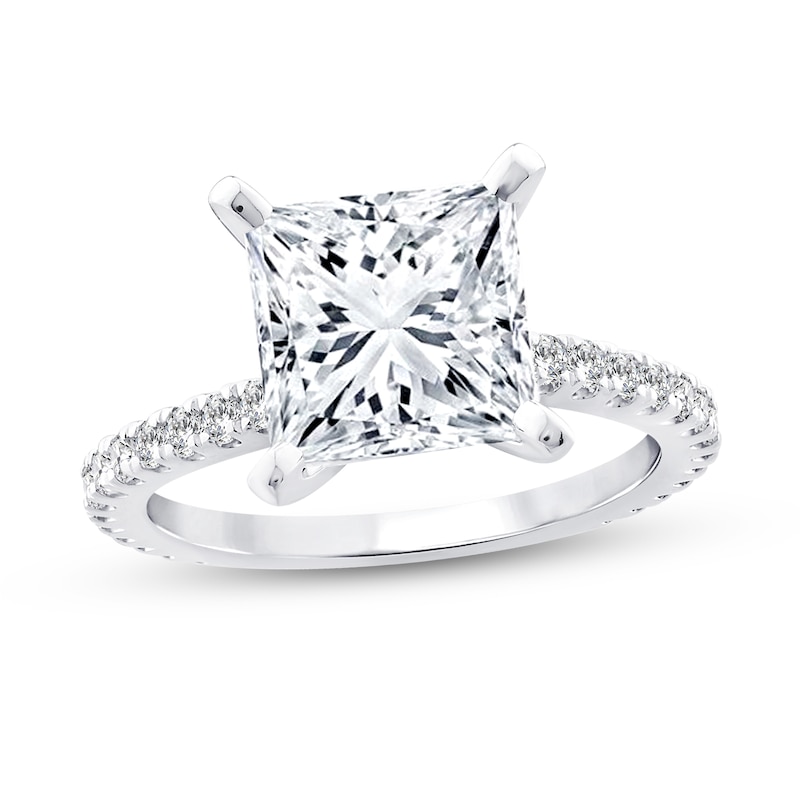 Main Image 1 of 4-3/8 CT. T.W. Princess-Cut Certified Diamond Engagement Ring in 14K White Gold (I/SI2)