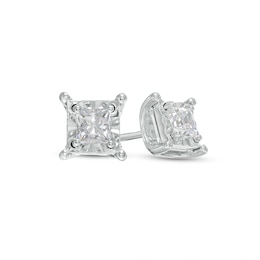 1/3 CT. T.W. Princess-Cut Diamond Solitaire Stud Earrings in Sterling Silver (J/I3)