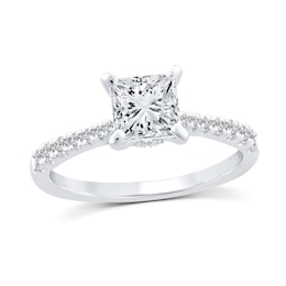 1-1/2 CT. T.W. Princess-Cut Certified Diamond Engagement Ring in 14K White Gold (I/SI2)