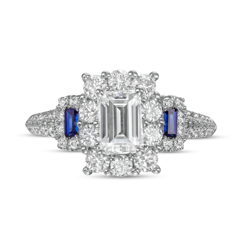 Vera Wang Love Collection Sapphire and 1-3/4 CT. T.W. Emerald-Cut ...