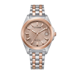 Ladies' Citizen Eco-Drive® Corso Two-Tone Watch with Rose-Tone Dial (Model: EO1226-59X)