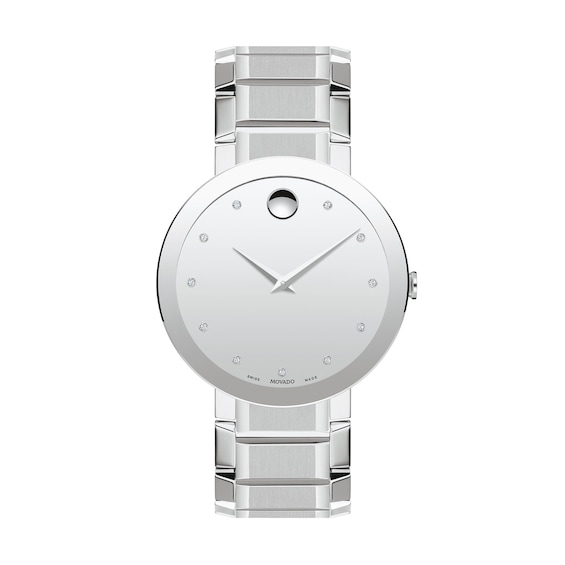 Men's Movado Sapphireâ¢ Diamond Accent Watch with Silver-Tone Dial (Model: 0607587)