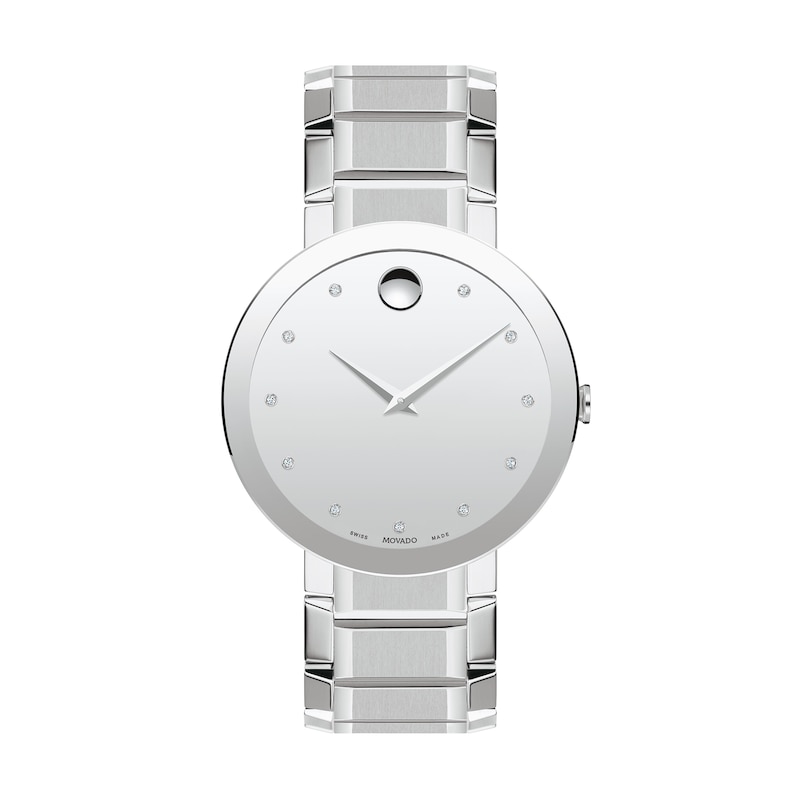 Main Image 1 of Men's Movado Sapphire™ Diamond Accent Watch with Silver-Tone Dial (Model: 0607587)