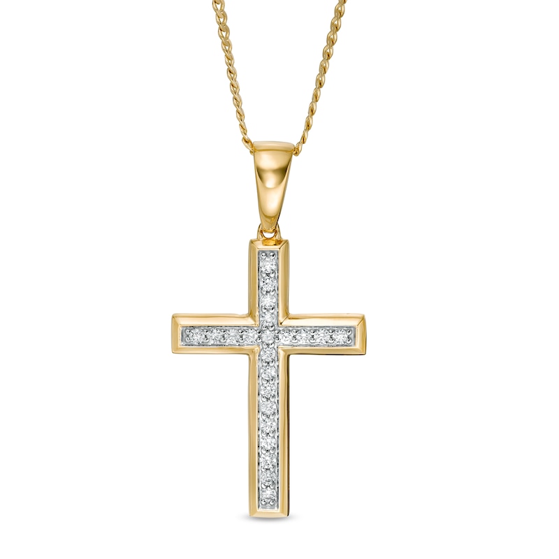 Men's 1/2 CT. T.W. Diamond Cross Pendant in 10K Gold - 22