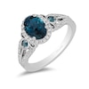 Thumbnail Image 1 of Enchanted Disney Cinderella Oval London Blue Topaz and 1/3 CT. T.W. Diamond Frame Engagement Ring in 14K White Gold