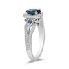 Thumbnail Image 2 of Enchanted Disney Cinderella Oval London Blue Topaz and 1/3 CT. T.W. Diamond Frame Engagement Ring in 14K White Gold