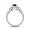 Thumbnail Image 3 of Enchanted Disney Cinderella Oval London Blue Topaz and 1/3 CT. T.W. Diamond Frame Engagement Ring in 14K White Gold