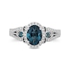 Thumbnail Image 4 of Enchanted Disney Cinderella Oval London Blue Topaz and 1/3 CT. T.W. Diamond Frame Engagement Ring in 14K White Gold