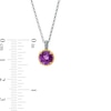 Thumbnail Image 4 of 7.0mm Amethyst Solitaire Rope-Textured Frame and Drop Pendant in Sterling Silver and 10K Gold