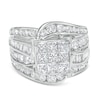 Thumbnail Image 4 of 3 CT. T.W. Princess-Cut Multi-Diamond Multi-Row Bypass Split Shank Engagement Ring in 14K White Gold