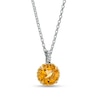 Thumbnail Image 1 of 7.0mm Citrine Solitaire Rope-Textured Frame and Drop Pendant in Sterling Silver and 10K Gold