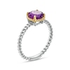 Thumbnail Image 3 of 7.0mm Amethyst Solitaire Rope-Textured Frame and Shank Ring in Sterling Silver and 10K Gold