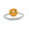 Thumbnail Image 1 of 7.0mm Citrine Solitaire Rope-Textured Frame and Shank Ring in Sterling Silver and 10K Gold