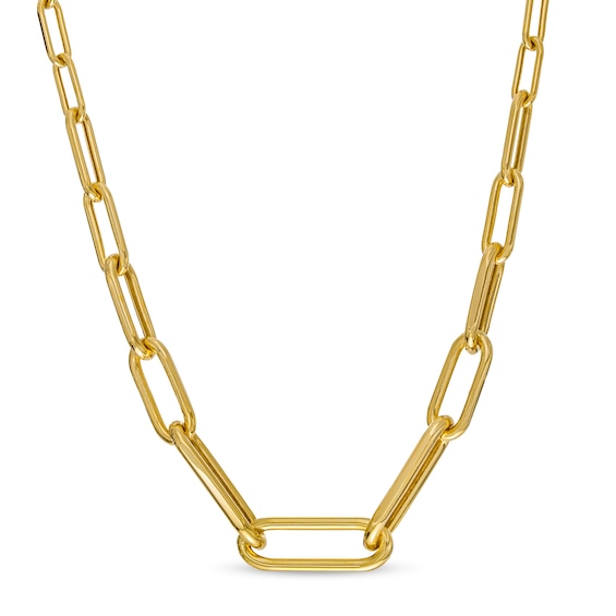 Graduated Paper Clip Link Necklace In 10K Gold - 16