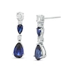 Thumbnail Image 1 of Pear-Shaped Blue and White Lab-Created Sapphire Triple Drop Earrings in Sterling Silver