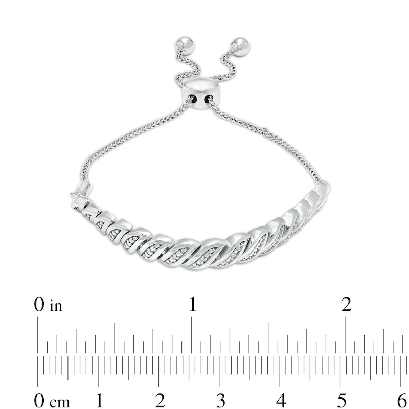 Main Image 2 of Diamond Accent Slant Bolo Bracelet in Sterling Silver – 9.5&quot;