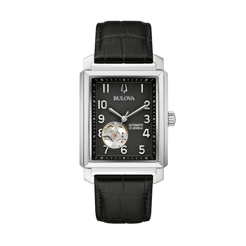 Men's Bulova Sutton Automatic Strap Watch with Rectangular Black ...