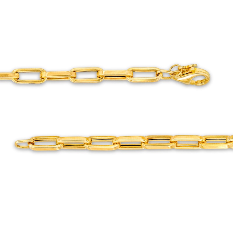 Main Image 3 of 4.0mm Paper Clip Link Chain Bracelet in Hollow 10K Gold - 7.5&quot;